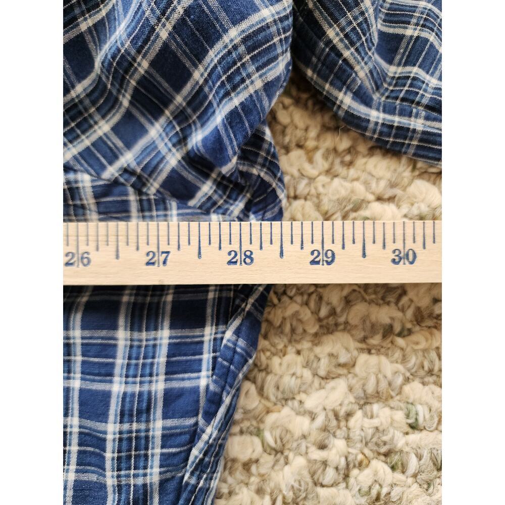 Ralph Lauren Mens XXL Blue Plaid Classic Fit Linen -Cotton Blend Button Down - Picture 5 of 8